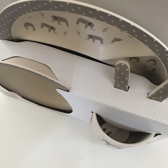 NEW Kids 5pc Dinner Set Food Safe Dishwasher Safe Elephant Theme Gray - Picture 8 of 9